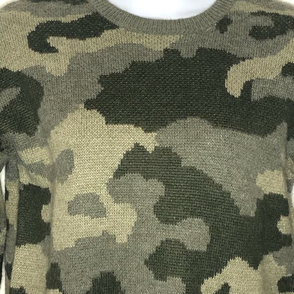 Lucky Brand Wool Blend Camo Crewneck Sweater Small Retro Grunge - Picture 15 of 15
